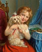 Fritz Zuber-Buhler, Young Girl with Bichon Frise